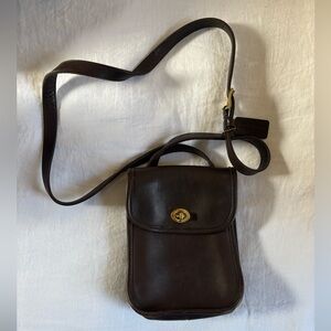 Coach Shoulder Bag Diagonal 9978 Crossbody Vintage Chocolate Brown Leather